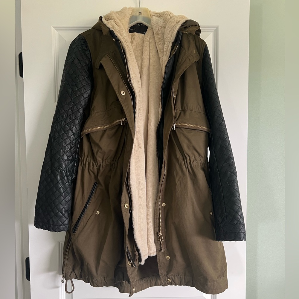 Zara faux leather sleeve jacket